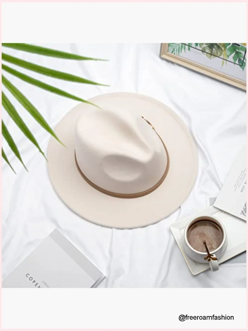 Wide Brim Felt Fedora Panama Hat with Rhinestone Hatband